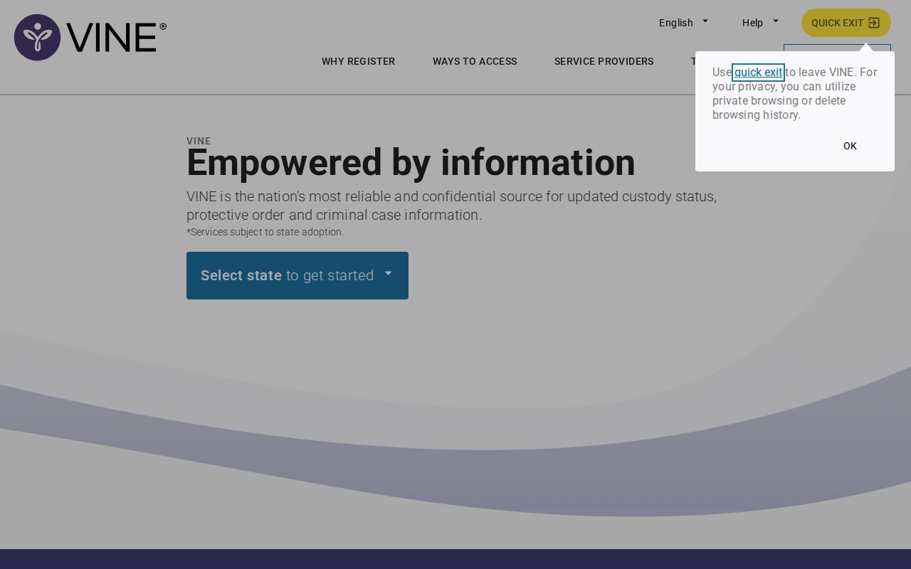 VINELink Alabama custody search screen